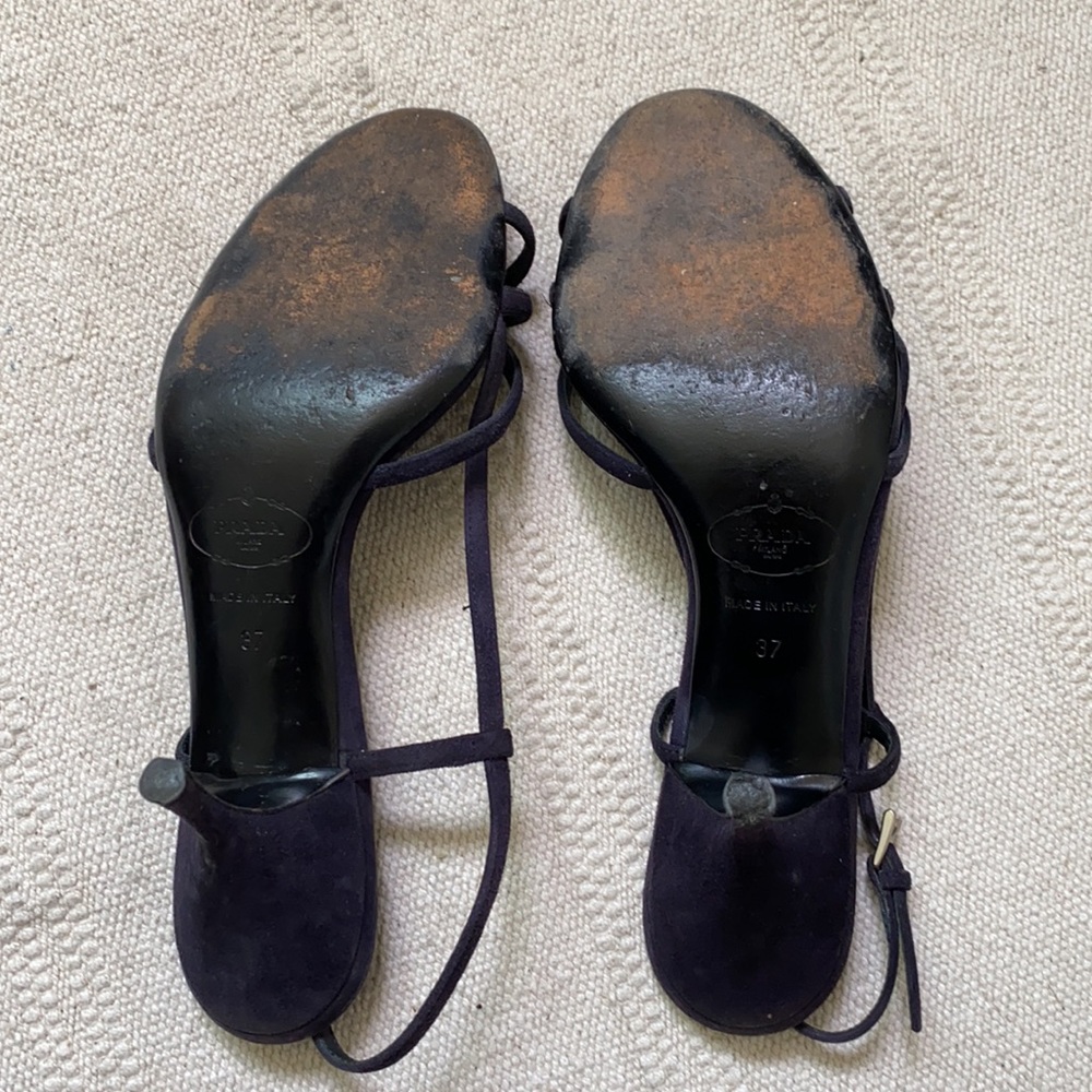 Prada Black Strappy Slingback Heeled Sandals - Picture 11 of 16